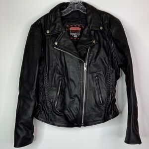 Interstate Leather Cafe Racer Biker Jacket Size Large